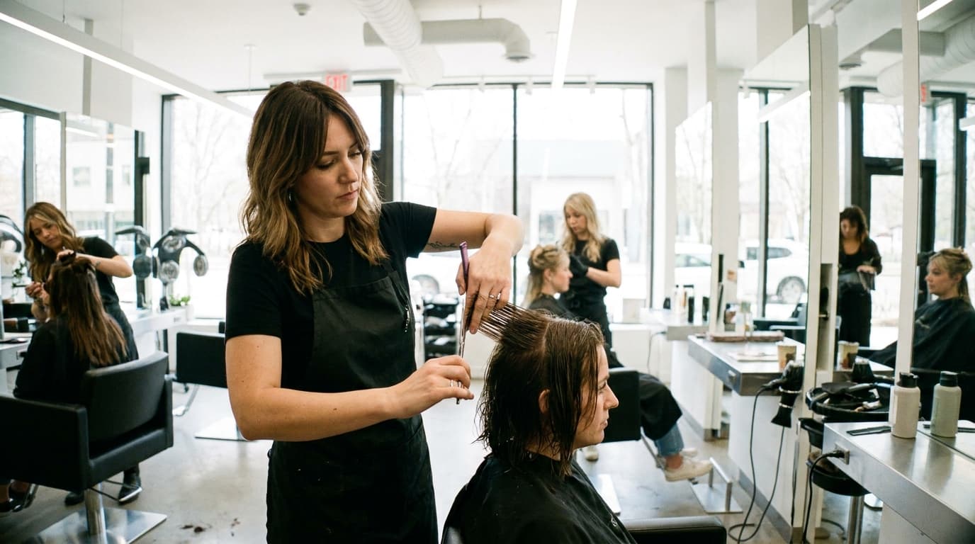 Friseurin bei der Arbeit im Salon
