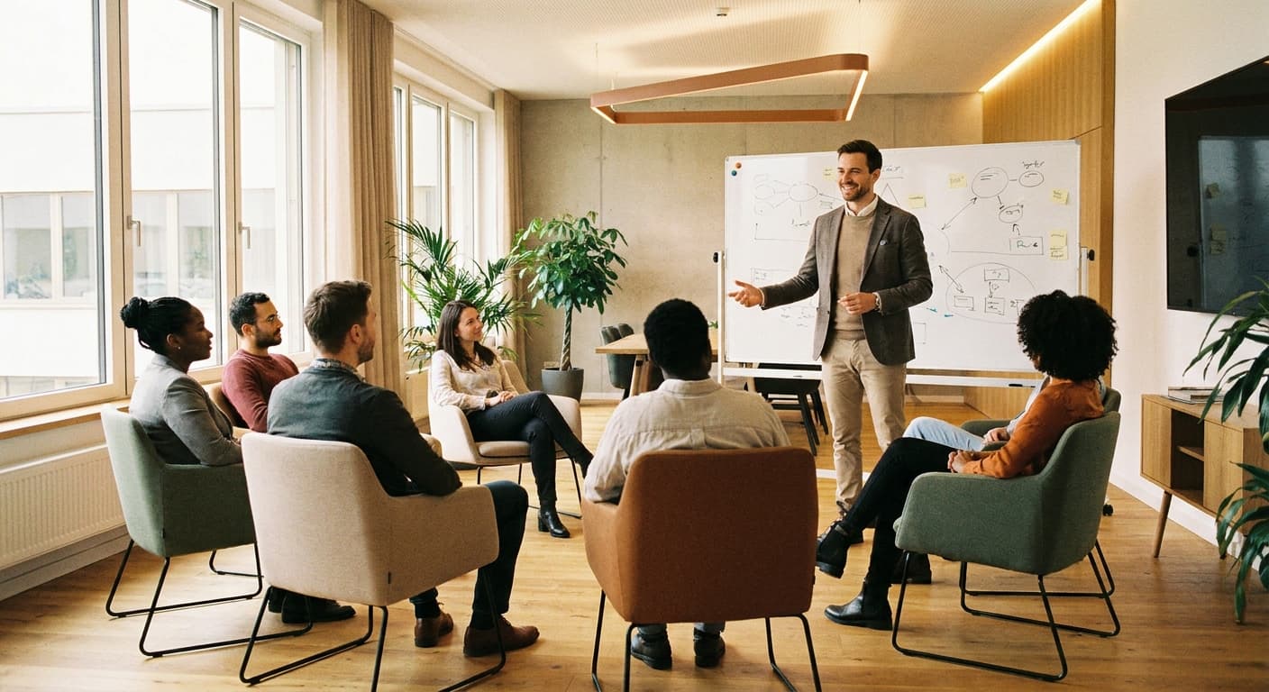 Workshop und Schulungsveranstaltung in modernem Raum