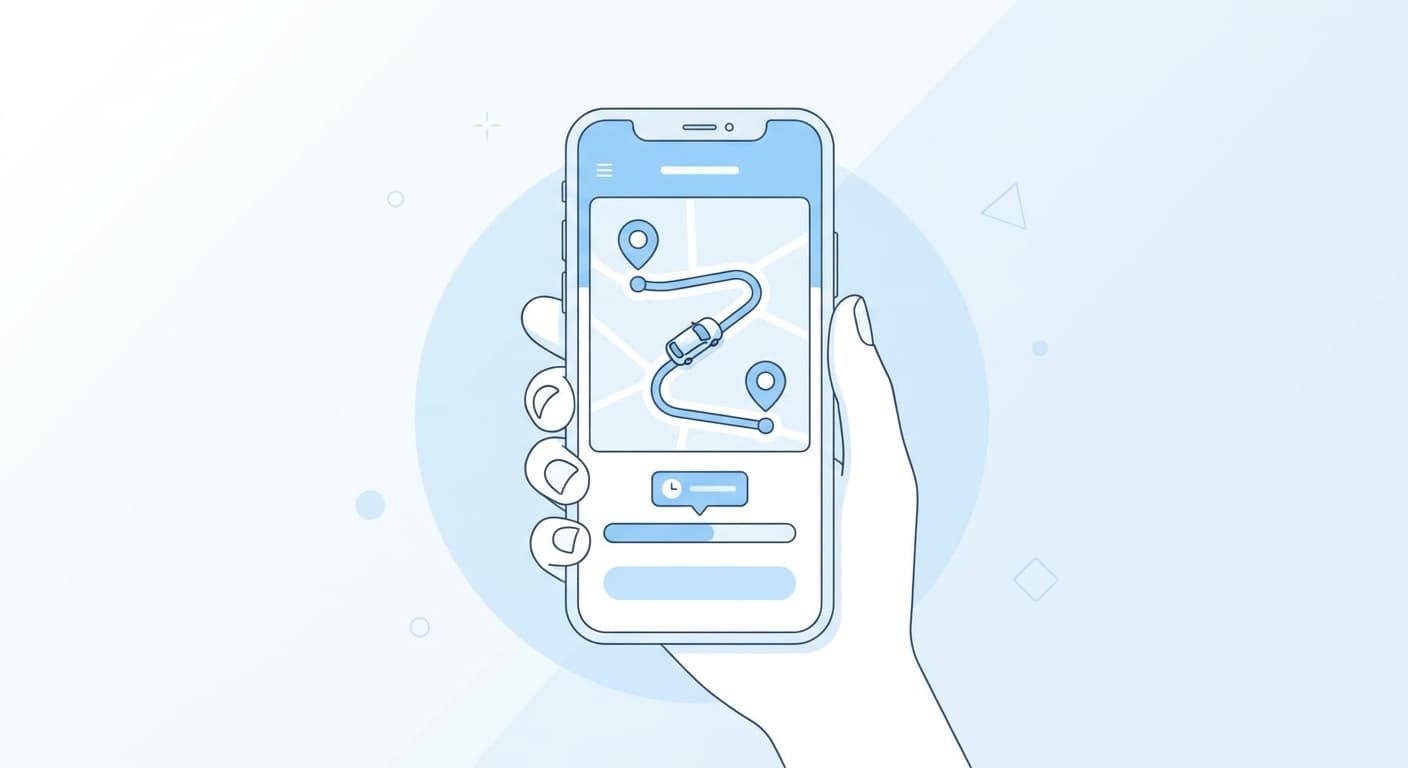 Smartphone mit Routing-App für Anfahrtsberechnung